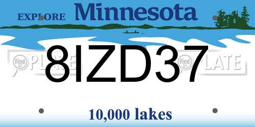 8IZD37 Minnesota License Plate