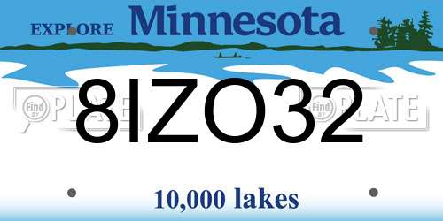 8IZO32 Minnesota License Plate