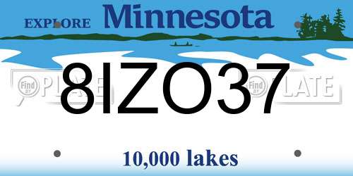 8IZO37 Minnesota License Plate