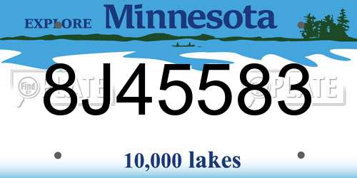 8J45583 Minnesota License Plate