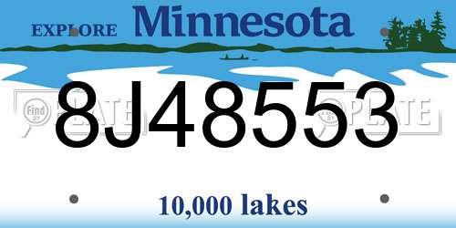 8J48553 Minnesota License Plate