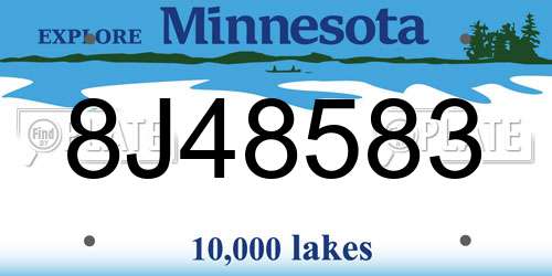 8J48583 Minnesota License Plate