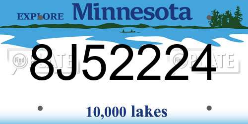 8J52224 Minnesota License Plate