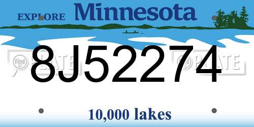 8J52274 Minnesota License Plate