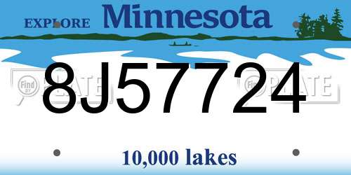 8J57724 Minnesota License Plate