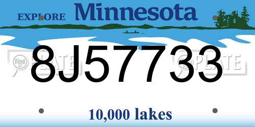 8J57733 Minnesota License Plate
