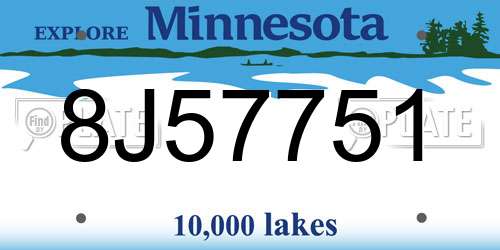 8J57751 Minnesota License Plate