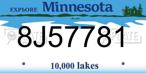 8J57781 Minnesota License Plate