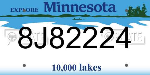 8J82224 Minnesota License Plate