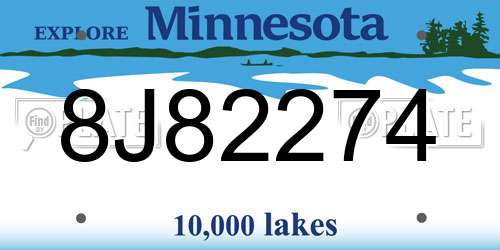 8J82274 Minnesota License Plate