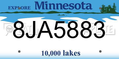 8JA5883 Minnesota License Plate