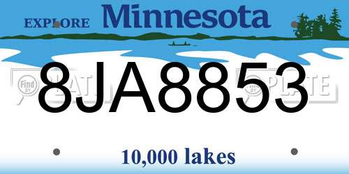 8JA8853 Minnesota License Plate