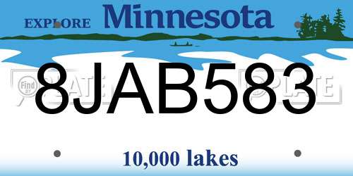 8JAB583 Minnesota License Plate