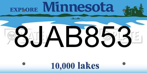 8JAB853 Minnesota License Plate