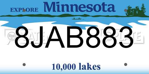 8JAB883 Minnesota License Plate