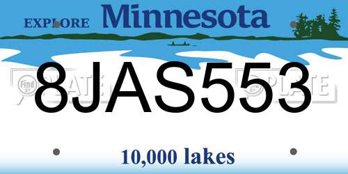 8JAS553 Minnesota License Plate