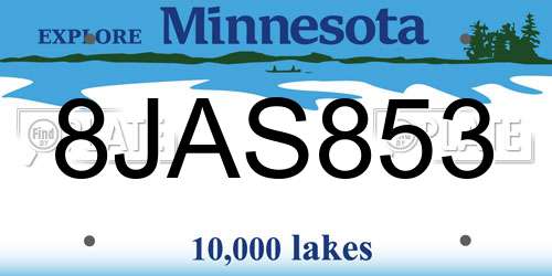 8JAS853 Minnesota License Plate