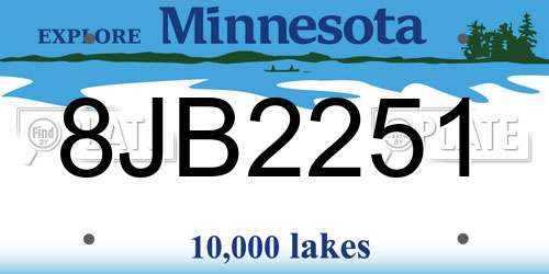 8JB2251 Minnesota License Plate