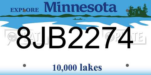 8JB2274 Minnesota License Plate