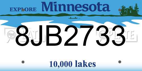 8JB2733 Minnesota License Plate