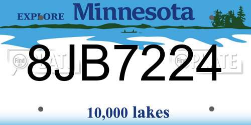 8JB7224 Minnesota License Plate