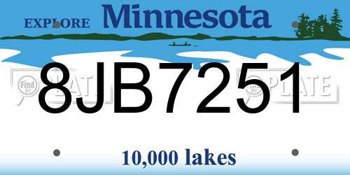 8JB7251 Minnesota License Plate