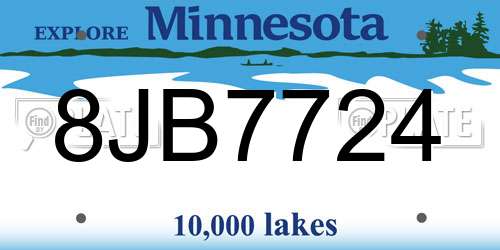 8JB7724 Minnesota License Plate