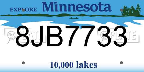 8JB7733 Minnesota License Plate