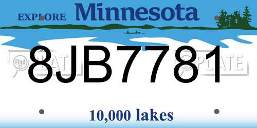 8JB7781 Minnesota License Plate