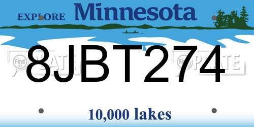 8JBT274 Minnesota License Plate