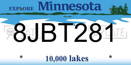 8JBT281 Minnesota License Plate