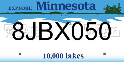 8JBX050 Minnesota License Plate