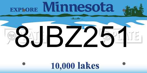 8JBZ251 Minnesota License Plate