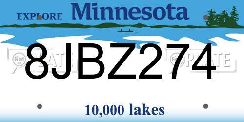 8JBZ274 Minnesota License Plate