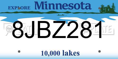 8JBZ281 Minnesota License Plate
