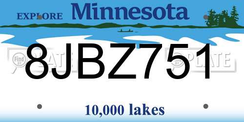 8JBZ751 Minnesota License Plate