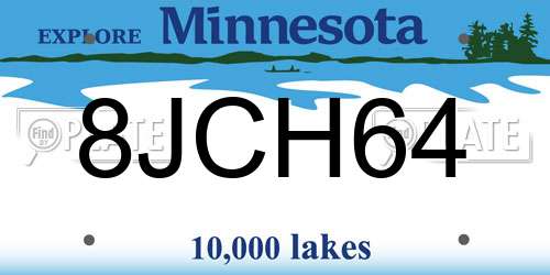 8JCH64 Minnesota License Plate