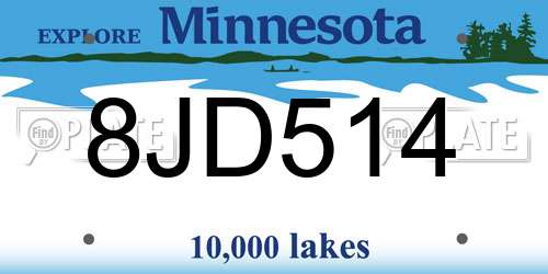 8JD514 Minnesota License Plate