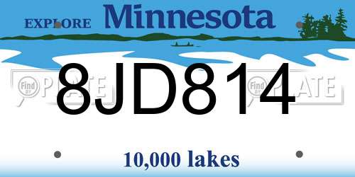 8JD814 Minnesota License Plate
