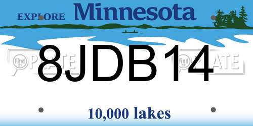 8JDB14 Minnesota License Plate