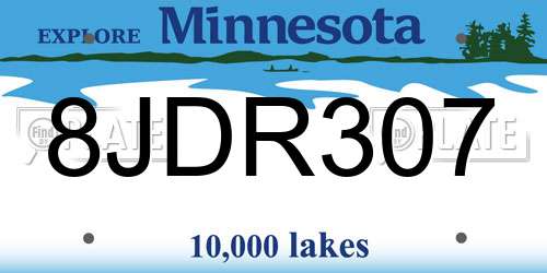 8JDR307 Minnesota License Plate