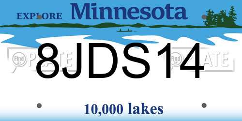 8JDS14 Minnesota License Plate