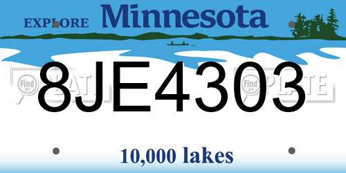 8JE4303 Minnesota License Plate
