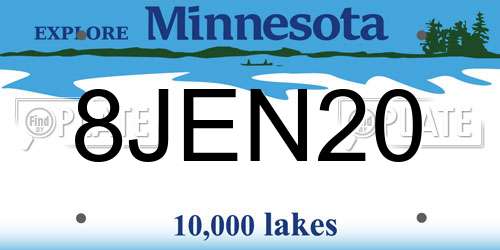 8JEN20 Minnesota License Plate