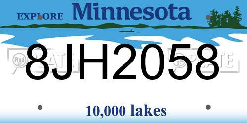 8JH2058 Minnesota License Plate