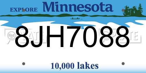 8JH7088 Minnesota License Plate