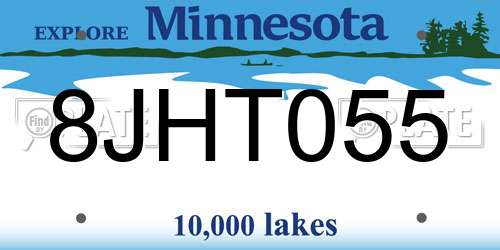 8JHT055 Minnesota License Plate