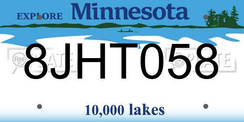 8JHT058 Minnesota License Plate