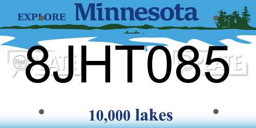 8JHT085 Minnesota License Plate
