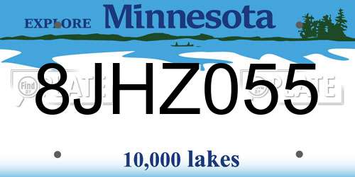8JHZ055 Minnesota License Plate